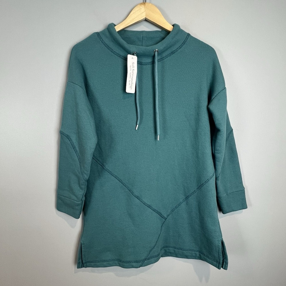 Soft Surroundings Danika Teal Tunic Top Size Medium Brittany Blue NWT